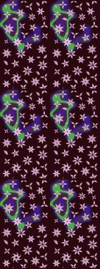 Raster Çiçek İllüstrasyonu 'nun şirin tekstili. Kahverengi renkli etnik çiçeklerle zarif bir eskiz deseni..