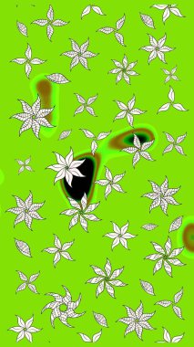 Renkli Bahar Teması eskiz kalıbı. Düz Çiçek Elementleri Tasarımı. Raster illüstrasyonundaki çiçek desenli çizim. Yeşil renkte çiçekler.