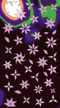 Raster - stok. Kahverengi çiçekli eskiz deseni, suluboya çiçek deseni, sevimli çiçek, duvar kağıdı, kart veya kumaş için fayanslı.