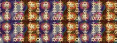 Kahverengi, mor ve gri kar taneleri. Noel ve yeni yıl moda baskıları için tatil tasarımı. Raster illüstrasyonu. Kar tanelerinin soyut arkaplanlı Noel deseni.