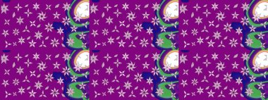 Düz Çiçek Elementleri Tasarımı. Renkli Yaz Temalı eskiz kalıbı. Güzel kumaş deseni. Raster illüstrasyonunda çiçek deseni çizimi.