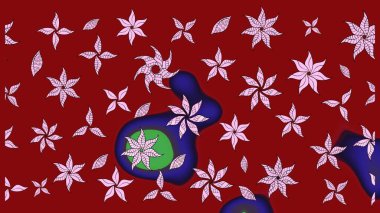 Şirin çiçekler. Raster Moda kumaş deseni. Çizgi çizimi deseni.