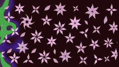 Kahverengi renkli etnik çiçeklerin olduğu zarif bir eskiz modeli. Asya Tekstil 'inde Raster Çiçek İllüstrasyonu.