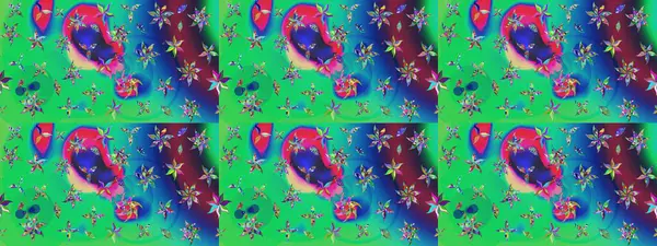 Çiçekli yeşil renkte bir çiçek deseni çiz. Suluboya tarzında yeşil renkte çiçekler.