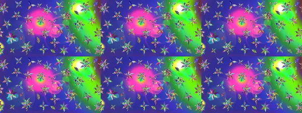 Çizim kalıbı. Raster illüstrasyonu. Mavi renklerde. Çiçek duvar kağıdı. Hint süsü. Renkli süs kenarı.