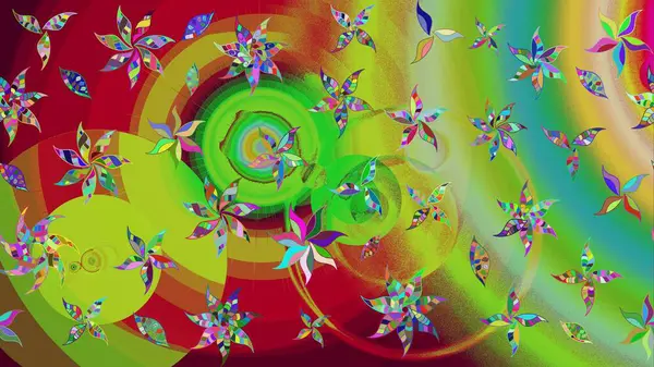 Düz Çiçek Elementleri Tasarımı. Renkli Bahar Teması eskiz kalıbı. Güzel çiçek deseni. Yeşil renkte çiçekler.