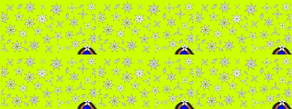 Çiçekli karalama şeklinde Raster çiçek deseni. Yumuşak, yaz çiçekli arka plan. Yeşil renkte çiçekler.