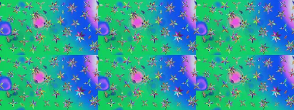 Şirin çiçek elementleri. Yeşil renkli çiçekler. Raster illüstrasyonu. Çizim.