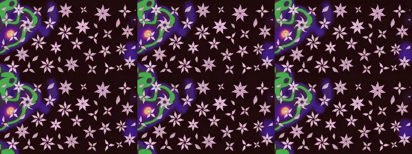 Renkli Bahar Teması eskiz kalıbı. Düz Çiçek Elementleri Tasarımı. Kahverengi renkli çiçekler. Sevimli çiçek raster deseni.