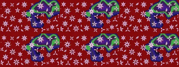 Raster düz çiçek çizim deseni. Kırmızı renkte çiçekler. Tasarım hediye paketi, tebrik kartları, posterler ve afiş tasarımı.