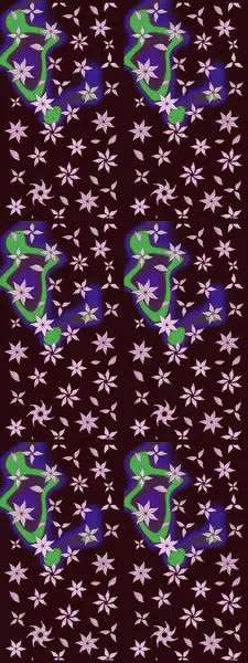 Raster Çiçek İllüstrasyonu 'nun şirin tekstili. Kahverengi renkli etnik çiçeklerle zarif bir eskiz deseni..