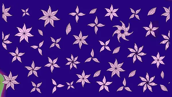 Renkli Bahar Teması eskiz kalıbı. Raster illüstrasyonu. Düz Çiçek Elementleri Tasarımı. Çiçekli çiçek deseni, suluboya. Mavi renkte çiçekler.