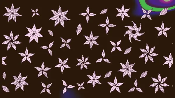 Raster Illustrasyon 'daki Çiçek Deseni' nin son moda çizimi. Düz Çiçek Elementleri Tasarımı. Renkli Yaz Temalı eskiz kalıbı. Kahverengi renkte çiçekler.