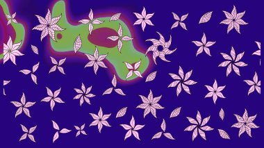 El çizimi çiçek çizimi deseni (fayans). Şirin çiçekli, desenli, mavi renkli renkli bir eskiz deseni. Tekstil için suluboya çizim deseni.