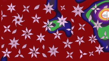 Çiçekli karalama şeklinde Raster çiçek deseni. Kibarca, kırmızı renkte yaz çiçekleri. Raster illüstrasyonu.