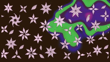 Nakış desenli çiçek deseni. Parmak izi, kumaş, duvar kâğıdı, tekstil için raster dokusu. Renkli grunge soyut arkaplanı colokahverengi çiçeklerle zenginleştirir.