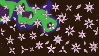 Tekstil için suluboya eskiz deseni. Şirin çiçekli, desenli, kahverengi renkli bir eskiz deseni. El çizimi çiçek çizimi deseni (fayans)).