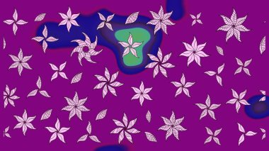 Raster illüstrasyonundaki çiçek desenli çizim. Mor renkte çiçekler.