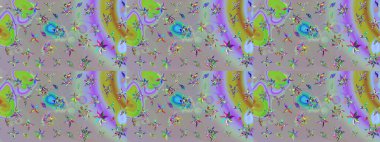 Güzel kumaş deseni. Renkli Bahar Teması eskiz kalıbı. Karalama çiçeği. Düz Çiçek Elementleri Tasarımı. Zentangle soyut çiçekleri. Raster illüstrasyonu.