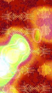 Eskiz arkaplan modeli. Suluboya, elle çizilmiş. Raster - stok. Vadinin çiçekleri kırmızı, turuncu ve sarı renklerde.