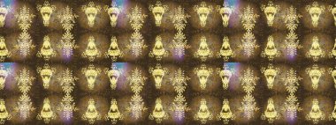 Lace Snowflakes 'in etnik kökü. Kumaş veya Duvar Kağıdı Tasarımı. Tekstil için Lacy Fashion Print. Stilize Çiçekler. Mandalas 'ın dekoratif dokusu. Raster illüstrasyonu. Halk Biçimi.