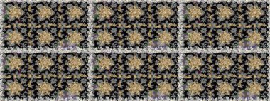 Süslü raster dekorasyonu. Lüks, kraliyet ve Viktorya dönemi konsepti. Klasik barok çiçek desenli, gri yerine altın desenli. Gri renklerdeki altın element.