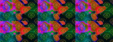 Kusursuz çiçek deseni. Raster illüstrasyonu. Mavi, kahverengi ve yeşil renklerde Asya tekstili.