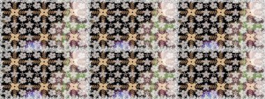 Hediye ambalaj kağıdı, tebrik kartları, posterler ve pankart tasarımı. Raster düz çiçekleri pürüzsüz desen. Siyah renkte çiçekler.