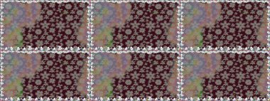 Kahverengi renkli çiçekler. Hediye ambalaj kağıdı, tebrik kartları, posterler ve pankart tasarımı. Raster düz çiçekleri pürüzsüz desen.