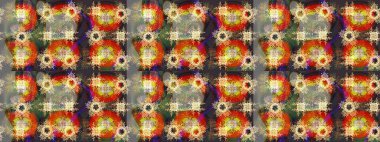 Raster illüstrasyonu. Gri, kahverengi ve kar taneli sarı renkler. Renkli arka planda izole tatlı kar taneleri.