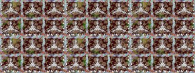 Raster düz çiçekleri pürüzsüz desen. Kahverengi renkli çiçekler. Tasarım hediye paketi, tebrik kartları, posterler ve afiş tasarımı.