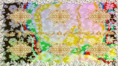 Klasik raster şablonu. Tarafsız ve altın desenli. Tekrarlayan ögelerle kusursuz soyut arkaplan.