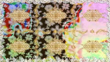 Paisleys zarif çiçek desenli arkaplan duvar kâğıdı çizimi klasik stil, modern 3D çizgili sanat eseri altın ve nötr desenli çiçek yaprakları ve süslemeleri..