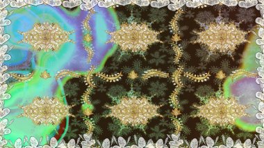 Şam, tasarım için kusursuz desen. Kahverengi renklerde, altın elementlerle pürüzsüz desen.