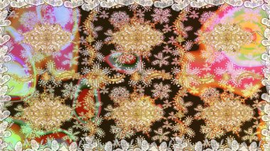 Düz elle çizilmiş klasik koleksiyon. Arkaplan, kumaş, altın duvar kağıdı. Raster altın pürüzsüz desen. Altın elementlerle kahverengi renklerde altın desen.