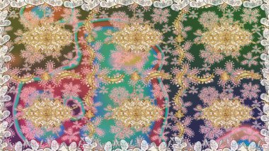 Barok tarzında kusursuz bir doğulu süsü. Raster oryantal süs. Geleneksel klasik altın desen. Altın elementlerle nötr renklerde altın desen.