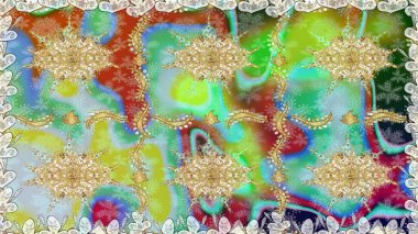 Çiçek deseni. Kusursuz raster arka plan. Tarafsız renklerde altın elementler. Duvar kâğıdı barok, İspanyol kumaşı. Şekil grafik deseni.