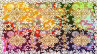 Raster oryantal süs. Tarafsız renklerde, altın elementlerle kusursuz desen. Kusursuz altın desen.