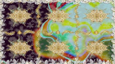 Kusursuz altın desen. Raster oryantal süs. Altın elementlerle nötr renklerde altın desen.