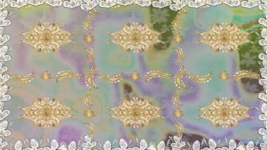 Kusursuz kıvırcık saçlar. Raster altın desen. Doğulu stil, altın elementlerle birlikte gri renklerde altın desenli arabesk yapar..