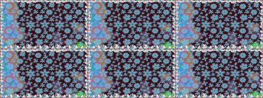 Raster illüstrasyonunda kusursuz çiçek deseni. Mavi renkli çiçekler. Renkli Yaz Temalı Kusursuz Arkaplan. Düz Çiçek Elementleri Tasarımı.