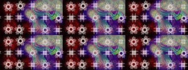 Kar taneleri deseni. Kar tanesi süsleme deseni. Raster illüstrasyonu. Renkli arka planda izole edilmiş kar tanelerinin düz tasarımı. Kar taneleri arkaplanı.