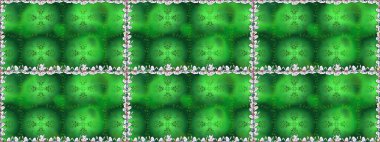 Renkli Bahar Temalı Kusursuz Arkaplan. Yeşil renkli çiçekler. Düz Çiçek Elementleri Tasarımı. Raster illüstrasyonunda kusursuz çiçek deseni.