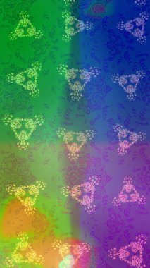 Noel yeşili, mavi ve menekşeler. Yıldızlı ve düşen kar taneleriyle büyülü altın tatil soyut arka plan. Raster illüstrasyonu.