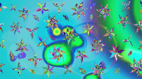 Mavi renkli mavi papatya deseni. Mavi renklerde. Raster illüstrasyonu.