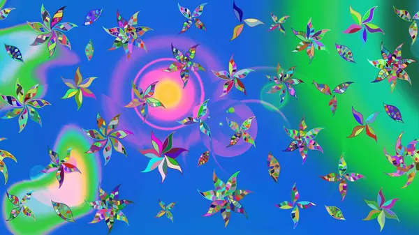 Düz Çiçek Elementleri Tasarımı. Modaya uygun kumaş deseni. Sevimli çiçek raster deseni. Renkli Yaz Teması çizim şablonu.