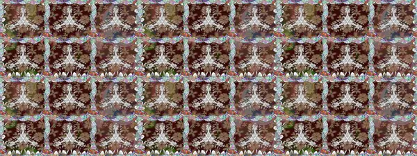 El çizimi çiçek unsurları olan soyut, dikişsiz raster deseni. Kahverengi üzerine kahverengi. 1950-1960 motifleri. Retro tekstil tasarım koleksiyonu. Çiçekli ipek eşarp..