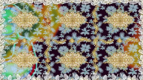 Tarafsız renkler ve altın elementler. Raster altın çiçek süsü brokar kumaş ve cam desenli. Çiçek desenli altın metal. Kusursuz altın desen.