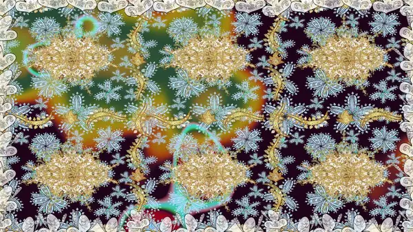 Tekrarlayan elementlerle soyut arkaplan oluşturun. Kusursuz damaske klasik altın desen. Tarafsız renklerde altın rengi ve altın elementler üzerinde altın pürüzsüz desen. Raster illüstrasyonu.