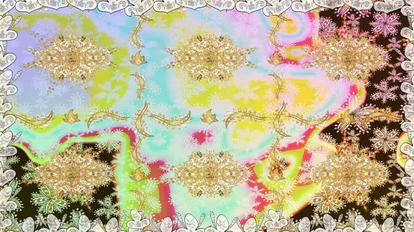 Raster altın desen. Raster illüstrasyonu. Altın elementli nötr renkler. Kusursuz altın desenli bukleler. Doğu tarzı arabesk.